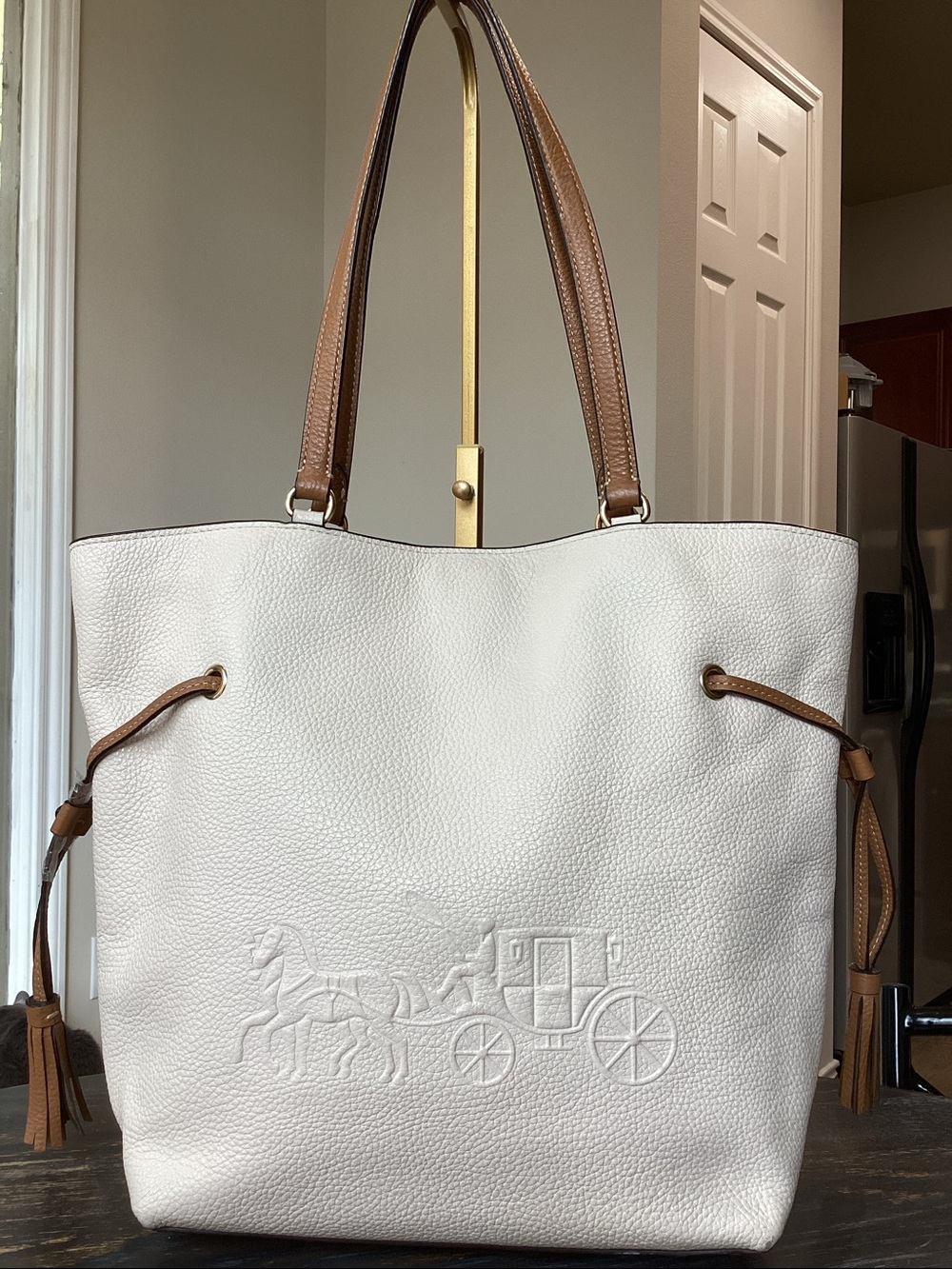 Coach Andy Tote with Embossed Horse and Carriage on Front